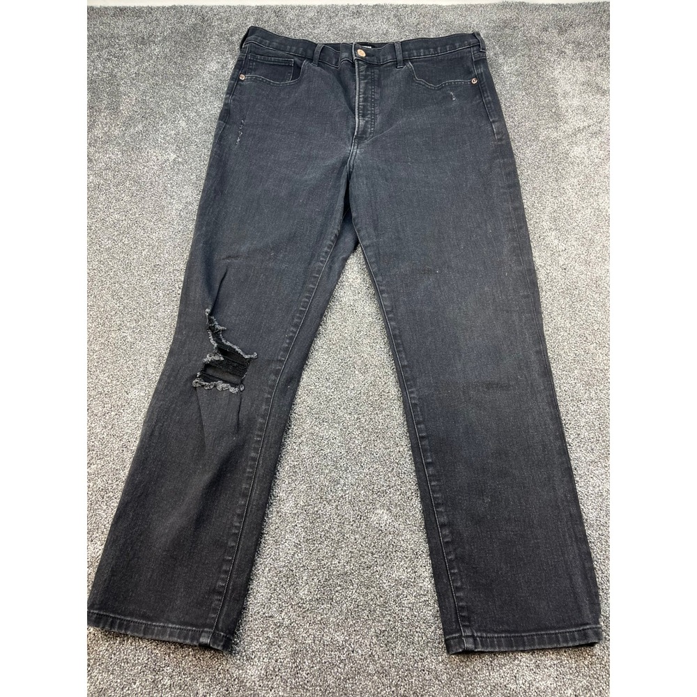 Express Slim Super High Rise Distressed Jeans Washed Black 14R